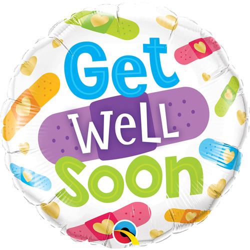 45cm Round Foil Get Well Soon Bandages #57304 - Each (Pkgd.) TEMPORARILY UNAVAILABLE