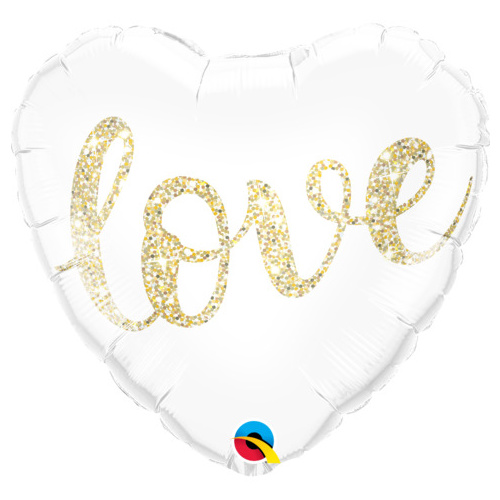 45cm Heart Foil Love Glitter Gold #57322 - Each (Pkgd.)  TEMPORARILY UNAVAILABLE