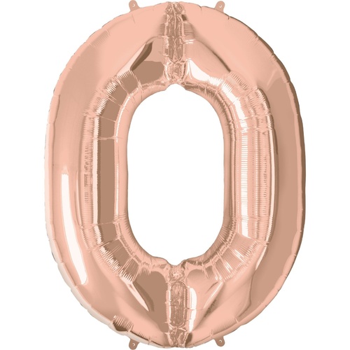 86cm Number Foil Number Zero Rose Gold #57871 - Each (Pkgd.) 