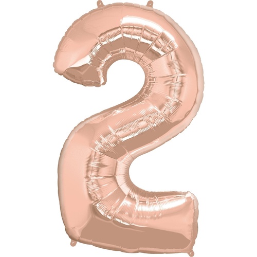 86cm Number Foil Number Two Rose Gold #57873 - Each (Pkgd.) 