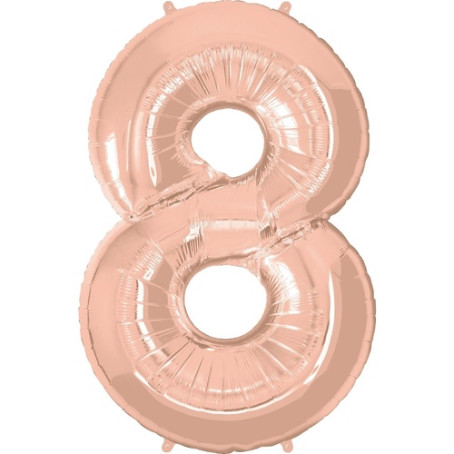 86cm Number Foil Number Eight Rose Gold #57879 - Each (Pkgd.) 
