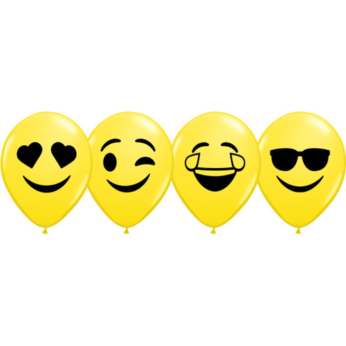 12cm Round Yellow Smiley Faces Assortment (Black) #57961 - Pack of 100 