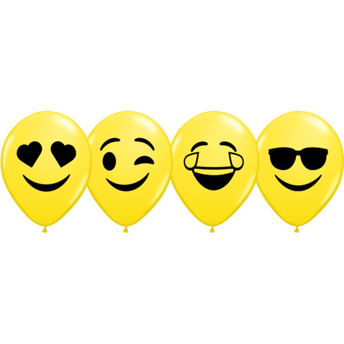 12cm Round Yellow Smiley Faces Assortment (Black) #5796125 - Pack of 25