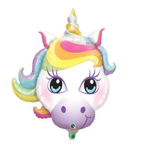 Mini Shape Unicorn Magical Foil Balloon 35cm #58025AF - Each (Inflated, supplied air-filled on stick)