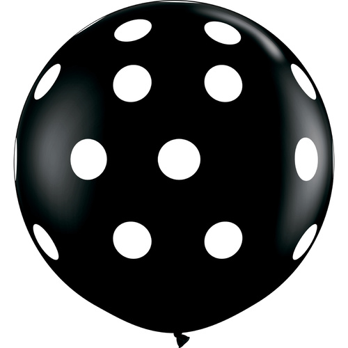 90cm Round Onyx Black Big Polka Dots-A-Rnd #58129 - Pack of 2 SPECIAL ORDER ITEM
