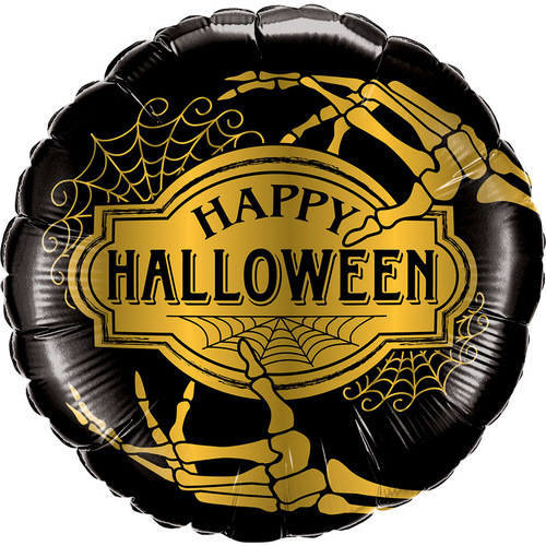 DISC 45cm Round Foil Halloween Golden Skeleton #58150 - Each (Pkgd.)