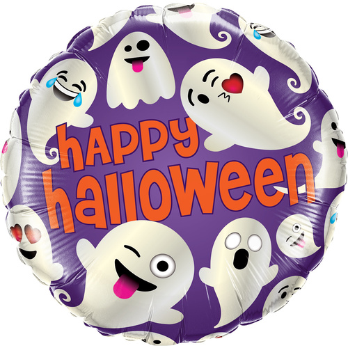 45cm Round Foil Halloween Emoticon Ghosts #58153 - Each (Pkgd.)