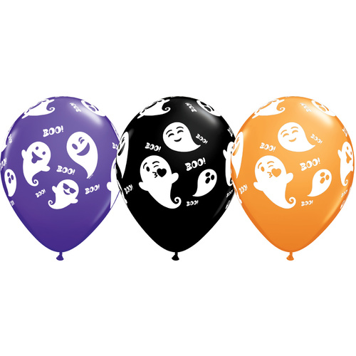 DISC 28cm Round Special Assorted Emoticon Ghosts #58269 - Pack of 50 