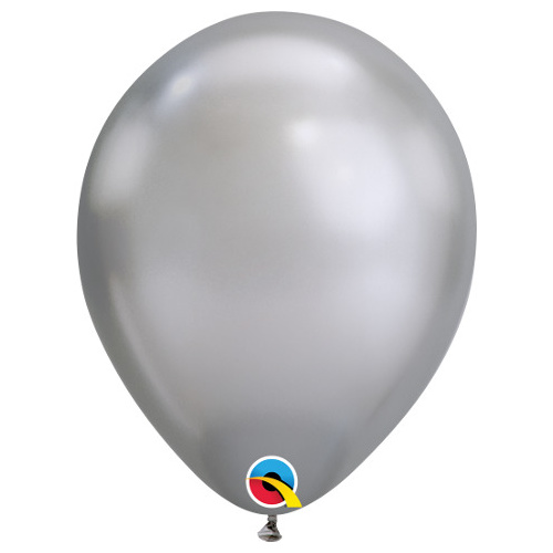28cm Round Chrome Silver Qualatex Plain Latex #58270 - Pack of 100 