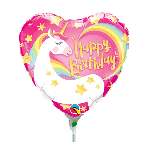 22cm Birthday Magical Unicorn Foil Balloon #58395AF - Each (Inflated, supplied air-filled on stick) 