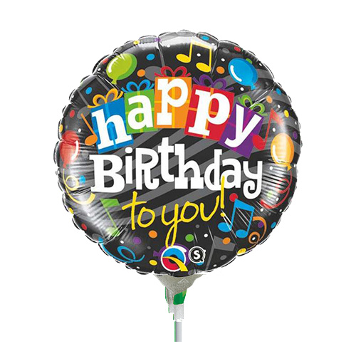 22cm Birthday Happy Birthday To You Foil Balloon #58403AF - Each (Inflated, supplied air-filled on stick)  