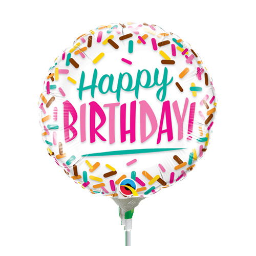 22cm Birthday Sprinkles Foil Balloon #58439AF - Each (Inflated, supplied air-filled on stick)TEMPORARILY UNAVAILABLE