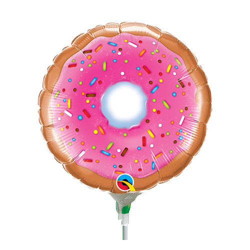 22cm Donut Foil Balloon #58455AF - Each (Inflated, supplied air-filled on stick) TEMPORARILY UNAVAILABLE
