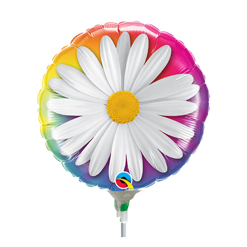 DISC 22cm Daisy Foil Balloon #58462AF - Each (Inflated, supplied air-filled on stick) TEMPORARILY UNAVAILABLE
