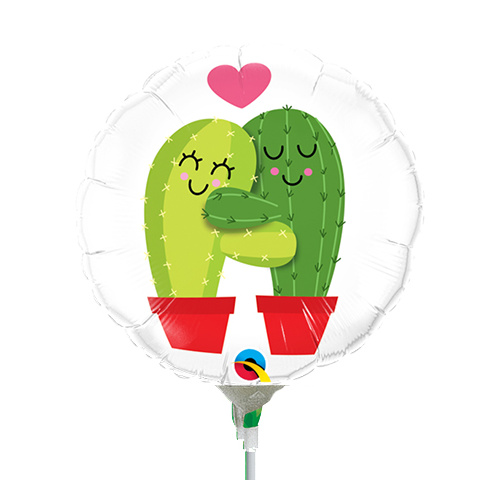 22cm Love Cactus Hugs #58464AF - Each (Inflated, supplied air-filled on stick) TEMPORARILY UNAVAILABLE