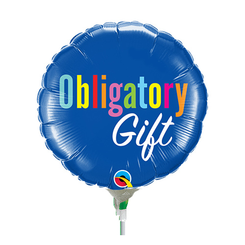 22cm Obligatory Gift Foil Balloon #58468AF - Each (Inflated, supplied air-filled on stick) TEMPORARILY UNAVAILABLE