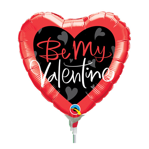 22cm Valentine's Be My Valentine Script Foil Balloon #58582AF - Each (Inflated, supplied air-filled on stick)  TEMPORARILY UNAVAILABLE 