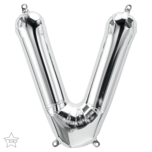 86cm Letter V Silver Foil Balloon #58980 - Each (Pkgd.)