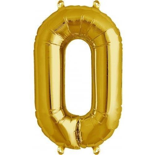 41cm Number 0 Gold Foil Balloon - Air Fill ONLY #59041 - Each (Pkgd.) 