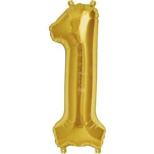 41cm Number 1 Gold Foil Balloon - Air Fill ONLY #59043 - Each (Pkgd.) 