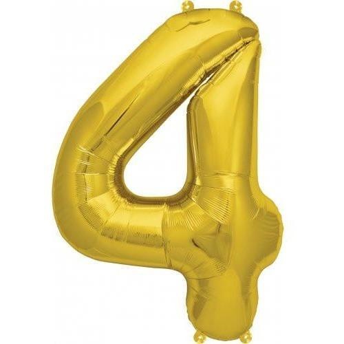 41cm Number 4 Gold Foil Balloon - Air Fill ONLY #59049 - Each (Pkgd.)