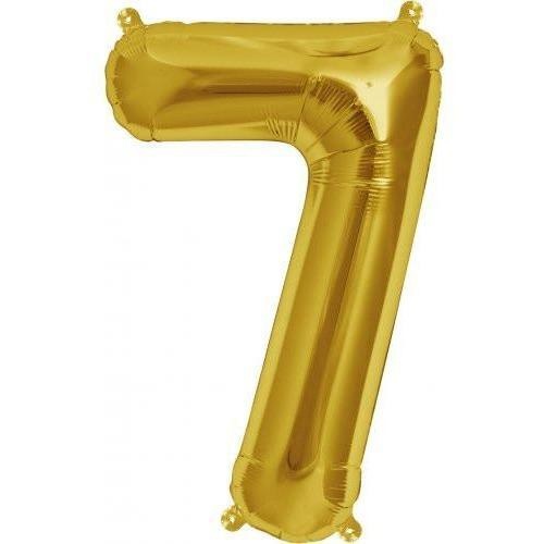 41cm Number 7 Gold Foil Balloon - Air Fill ONLY #59055 - Each (Pkgd.)