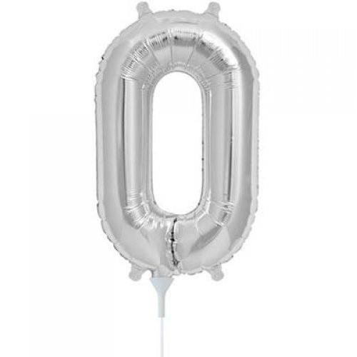 41cm Number 0 Silver Foil Balloon - Air Fill ONLY #59081 - Each (Pkgd.) 