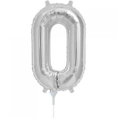 41cm Number 0 Silver Foil Balloon - Air Fill ONLY #59081 - Each (Pkgd.) TEMPORARILY UNAVAILABLE