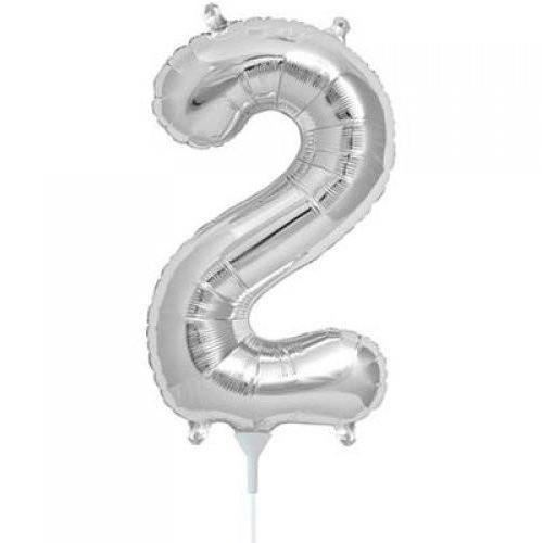 41cm Number 2 Silver Foil Balloon - Air Fill ONLY #59085 - Each (Pkgd.) 