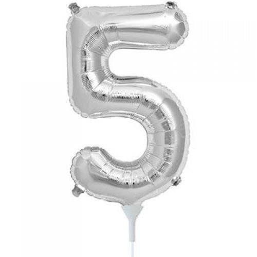 41cm Number 5 Silver Foil Balloon - Air Fill ONLY #59091 - Each (Pkgd.) 