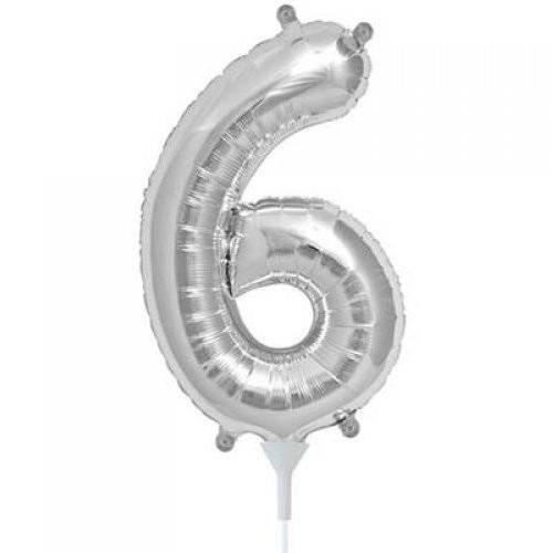 41cm Number 6 Silver Foil Balloon - Air Fill ONLY #59093 - Each (Pkgd.) 
