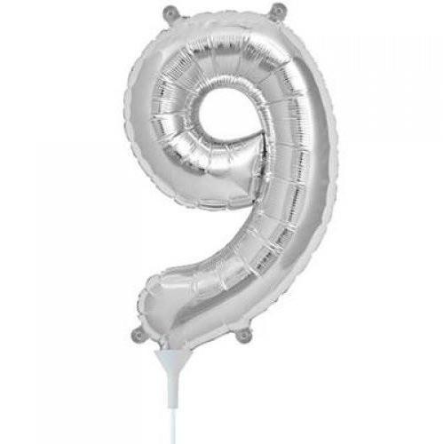 41cm Number 9 Silver Foil Balloon - Air Fill ONLY #59099 - Each (Pkgd.)