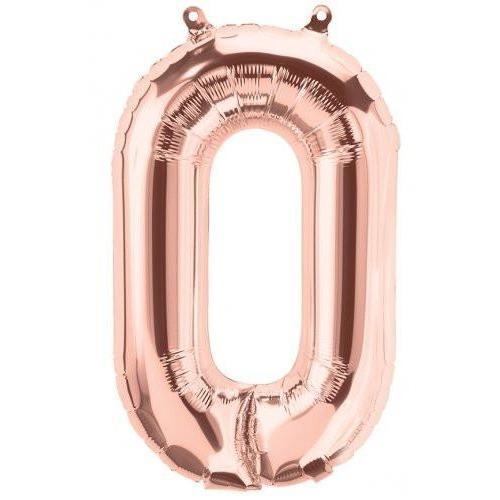 41cm Number 0 Rose Gold Foil Balloon - Air Fill ONLY #59101 - Each (Pkgd.) TEMPORARILY UNAVAILABLE