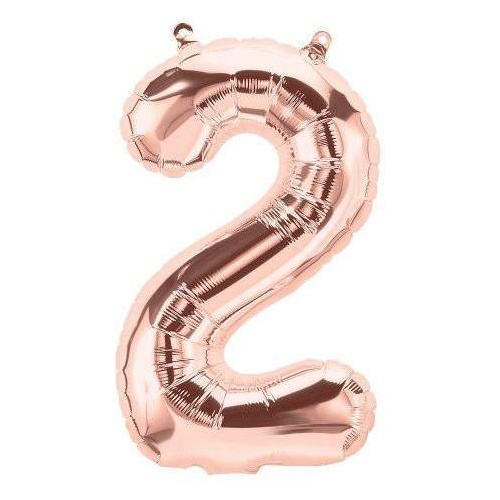 41cm Number 2 Rose Gold Foil Balloon - Air Fill ONLY #59105 - Each (Pkgd.) TEMPORARILY UNAVAILABLE