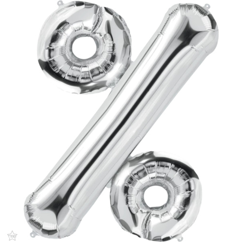 86cm Symbol Percent Sign % Silver Foil Balloon #59380 - Each (Pkgd.)