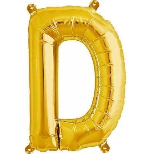 41cm Letter D Gold Foil Balloon - Air Fill ONLY #59440 - Each (Pkgd.) 