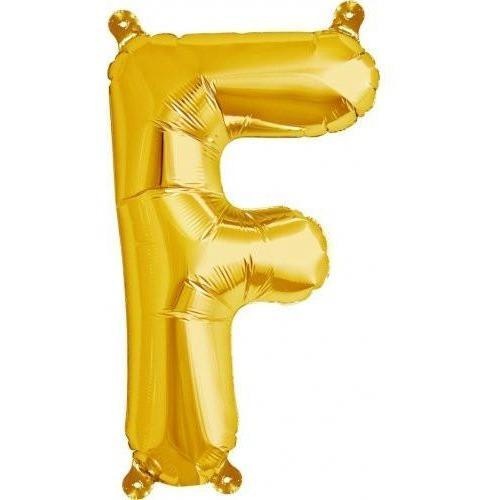 41cm Letter F Gold Foil Balloon - Air Fill ONLY #59506 - Each (Pkgd.)