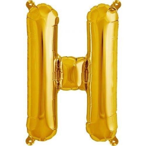 41cm Letter H Gold Foil Balloon - Air Fill ONLY #59510 - Each (Pkgd.)