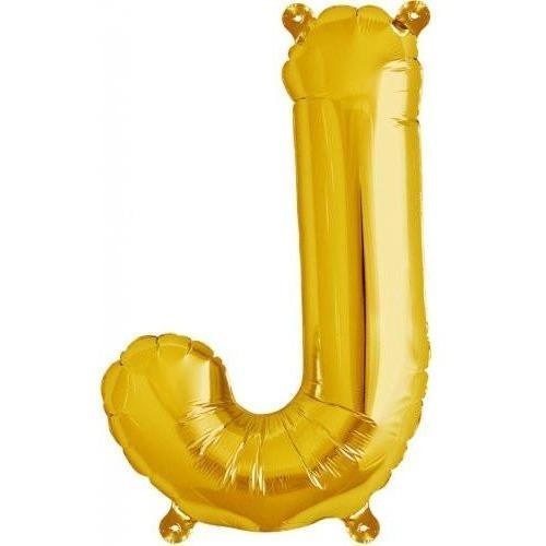 41cm Letter J Gold Foil Balloon - Air Fill ONLY #59514 - Each (Pkgd.)