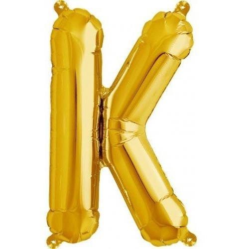 41cm Letter K Gold Foil Balloon - Air Fill ONLY #59516 - Each (Pkgd.)