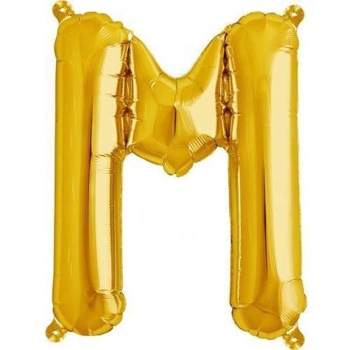 41cm Letter M Gold Foil Balloon - Air Fill ONLY #59520 - Each (Pkgd.)