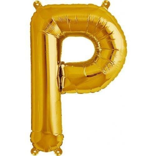 41cm Letter P Gold Foil Balloon - Air Fill ONLY #59526 - Each (Pkgd.) 