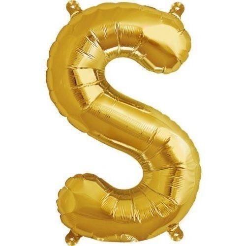 41cm Letter S Gold Foil Balloon - Air Fill ONLY #59532 - Each (Pkgd.) 