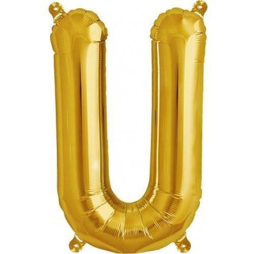 41cm Letter U Gold Foil Balloon - Air Fill ONLY #59536 - Each (Pkgd.) 