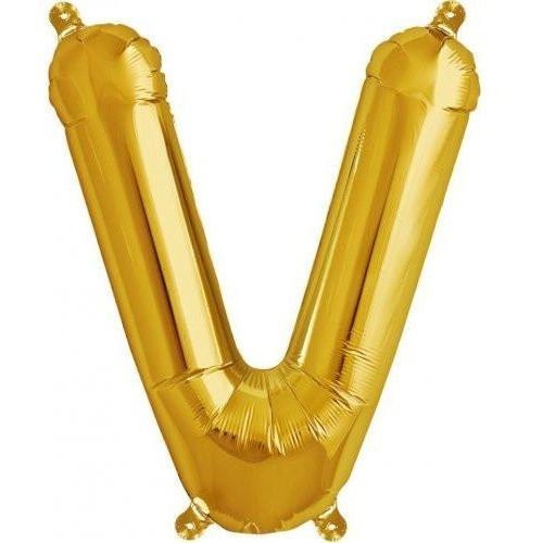 41cm Letter V Gold Foil Balloon - Air Fill ONLY #59538 - Each (Pkgd.)