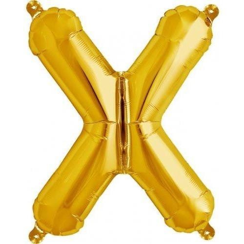 41cm Letter X Gold Foil Balloon - Air Fill ONLY #59542 - Each (Pkgd.)