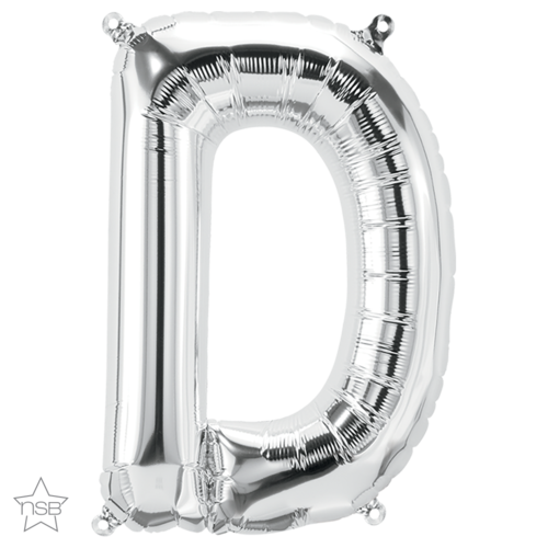 41cm Letter D Silver Foil Balloon - Air Fill ONLY #59606 - Each (Pkgd.) 
