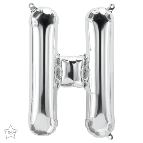 41cm Letter H Silver Foil Balloon - Air Fill ONLY #59614 - Each (Pkgd.)