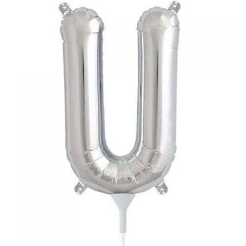 41cm Letter U Silver Foil Balloon - Air Fill ONLY #59692 - Each (Pkgd.) 