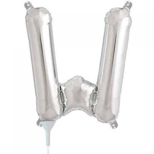 41cm Letter W Silver Foil Balloon - Air Fill ONLY #59696 - Each (Pkgd.) 